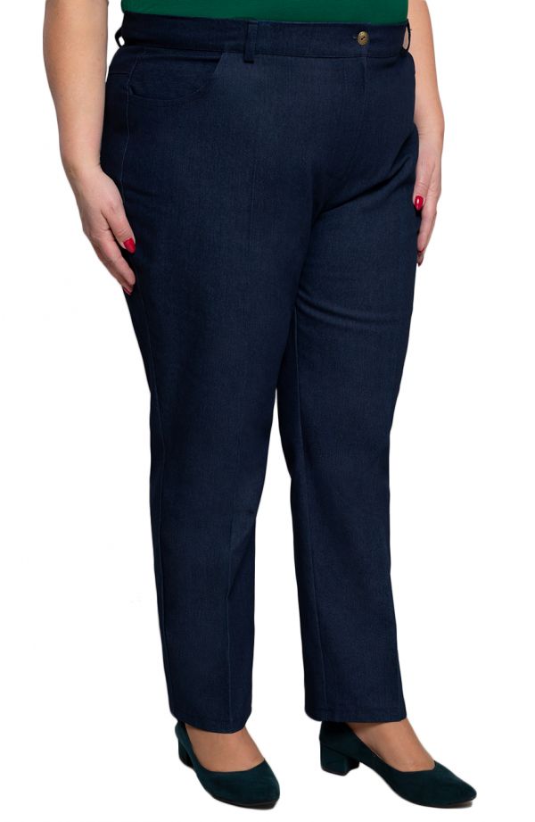 Eleganckie spodnie plus size dla puszystych jeansowe