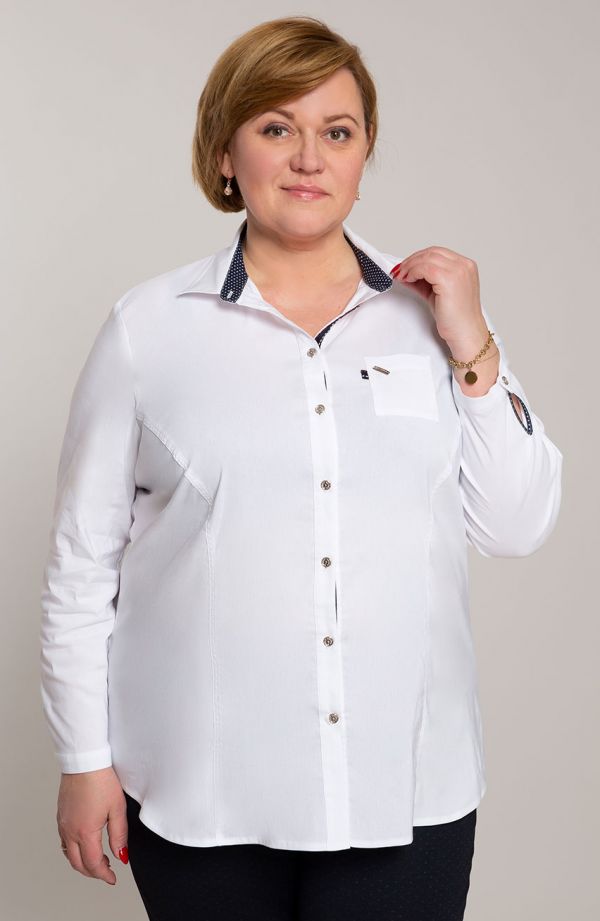 Klasická biela bodkovaná košeľa