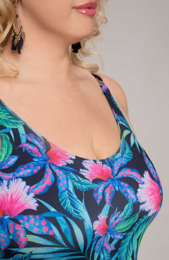 Plavky so sukňou tropické kvety