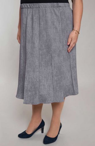 Roztiahnutá sukňa zo sivého denimu