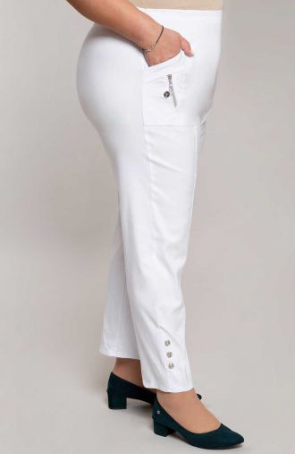 Dlhé biele nohavice s vreckami