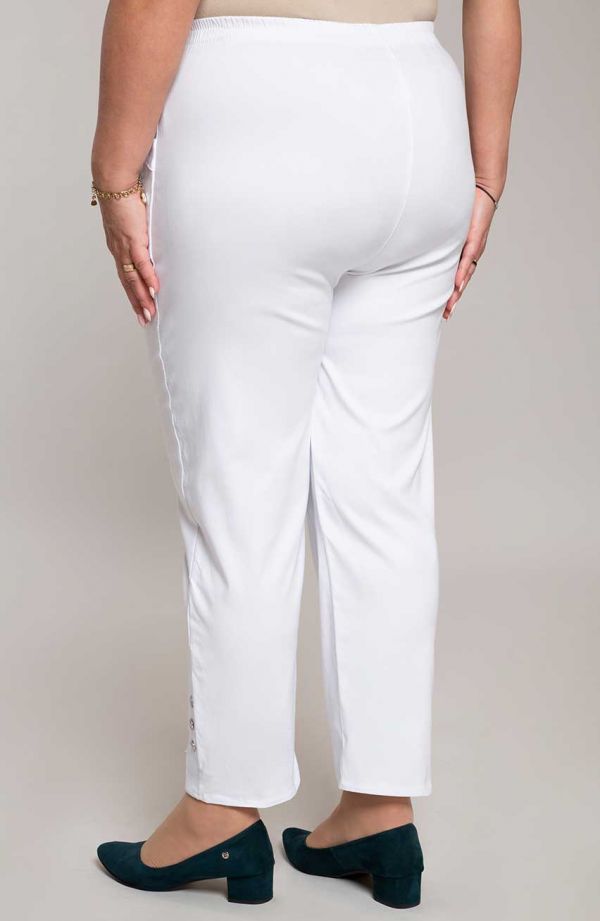 Dlhé biele nohavice s vreckami