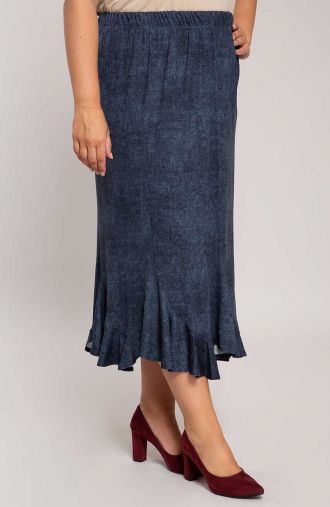 Džínsová sukňa s volánovým lemom