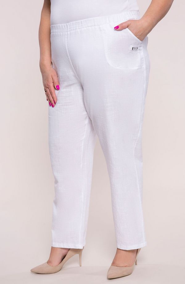 Ľahké bavlnené nohavice v bielej farbe