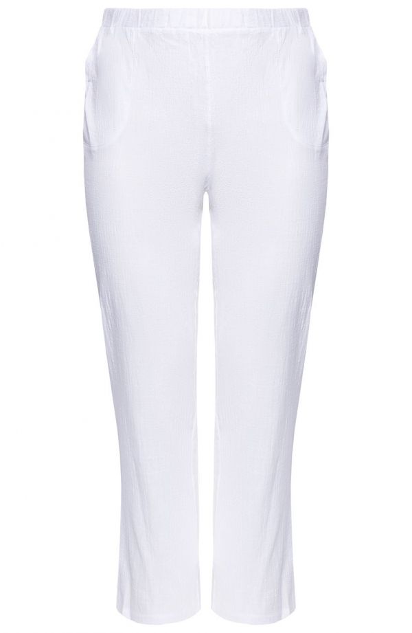 Ľahké bavlnené nohavice v bielej farbe