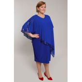 Asymetrické zafírovo modry flitrové šaty