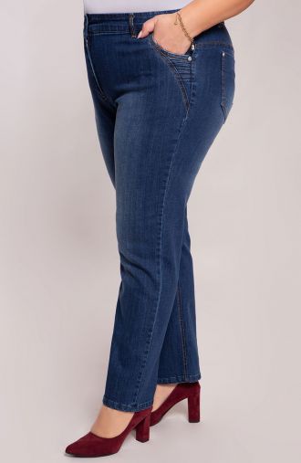 Bavlnené džínsové nohavice so strednou výškou sedu
