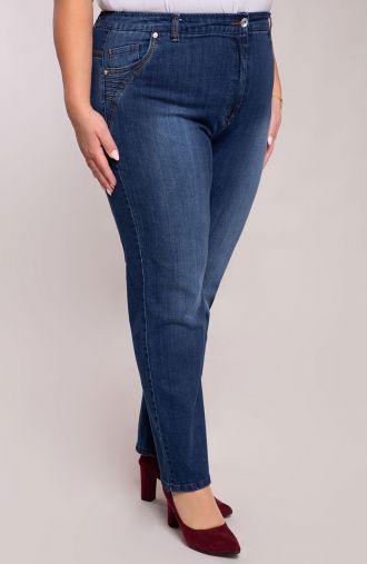 Bavlnené džínsové nohavice so strednou výškou