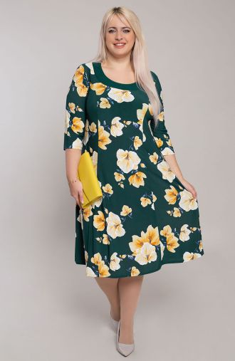 Šaty s 3/4 rukávmi so žltými kvetmi