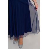 Tmavomodré flitrové čipkované šaty