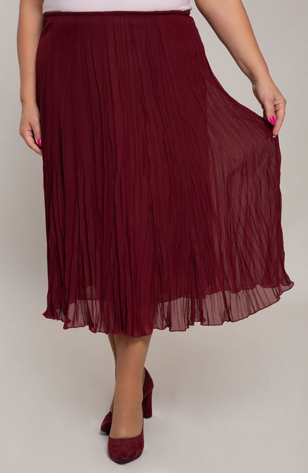 Plisovaná sukňa vo vínovej farbe