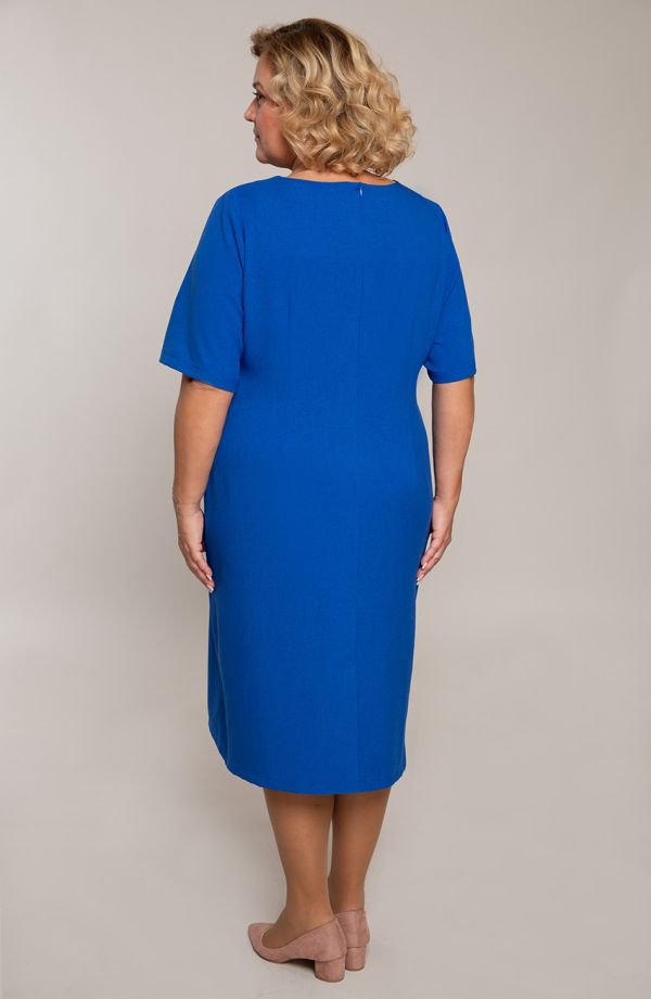 Zafírovo modré ľanové šaty so zipsom