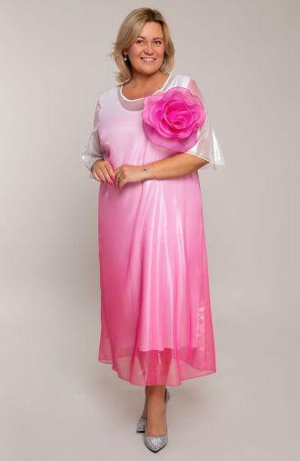 Ružové ombre kvetinové šaty