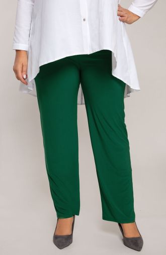 Zelené nohavice zo splývavej pleteniny