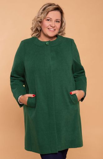 Elegantný zelený vlnený kabát
