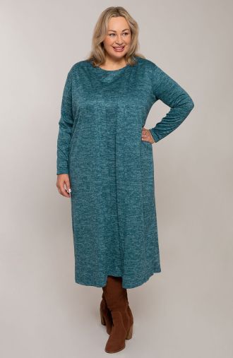 Šaty  s prehozom zeleno-modrý melanž