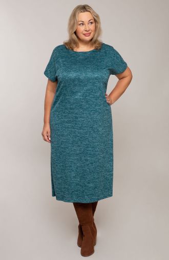 Šaty  s prehozom zeleno-modrý melanž