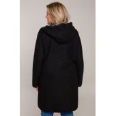 Jednoduchý čierny kabát z bouclé