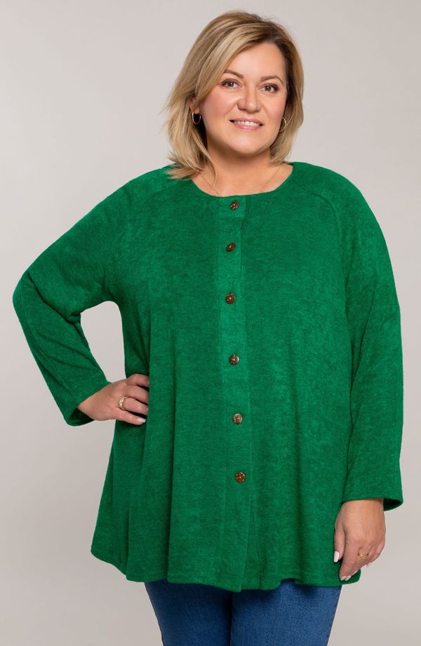 Teplý zelený sveter s gombíkmi