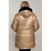 Ružovo-zlatá teplá bunda s kapucňou