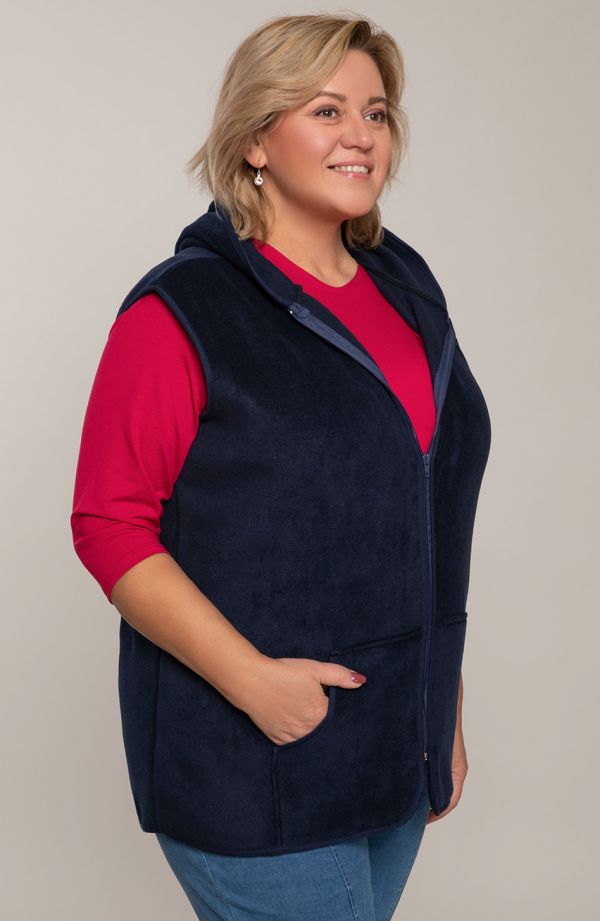 Teplá fleecová vesta v námorníckej modrej farbe