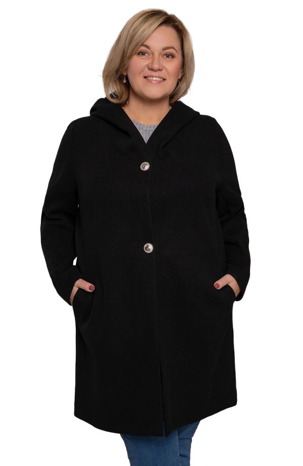 Klasický čierny kabát na gombíky