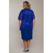 Zafírovo modry šaty s čipkovanou blúzkou