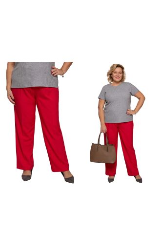 Ľanové nohavice s rovným pásom červené