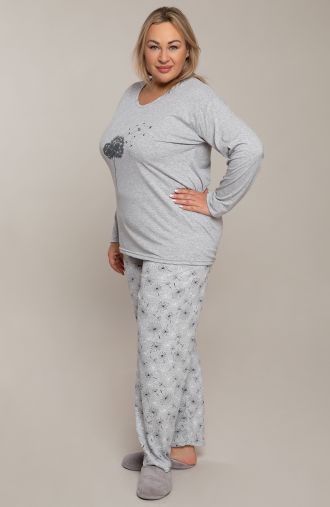 Dvojdielne sivé pyžamo s motívom púpav