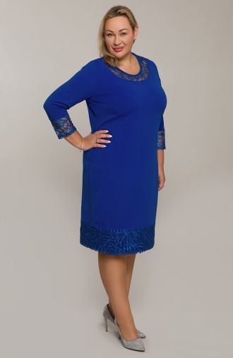 Chrpové modré šaty s flitrovou sieťovinou
