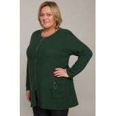 Zelený dlhý sveter s vreckami
