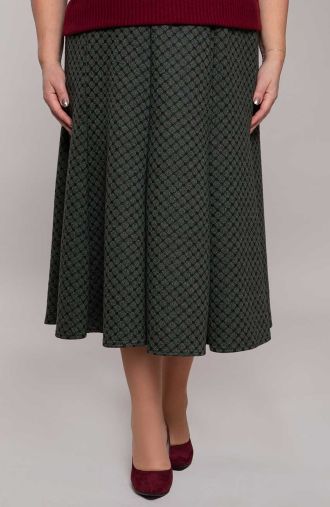 Teplá zelená kosoštvorcová sukňa