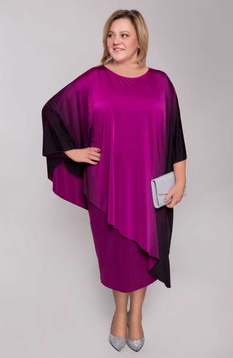 Asymetrické fialové šaty ombre