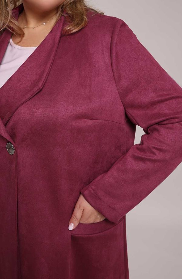 Ružový kabát s vreckami