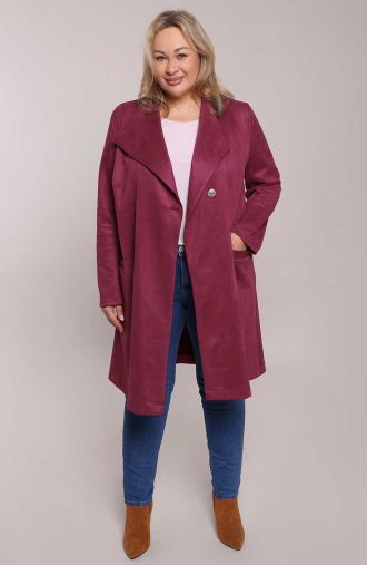 Ružový kabát s vreckami