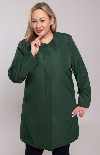 Elegantný kabát v zelenej farbe