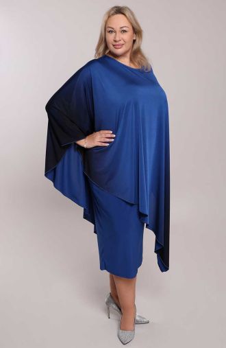 Asymetrické zafírovo modry ombre šaty