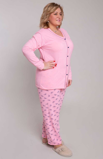 Ružové vzorované bavlnené pyžamo