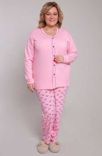 Ružové vzorované bavlnené pyžamo