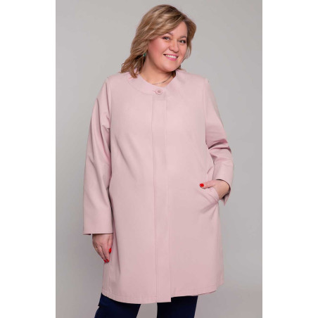Elegantný kabát v ružovej farbe