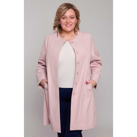 Elegantný kabát v ružovej farbe