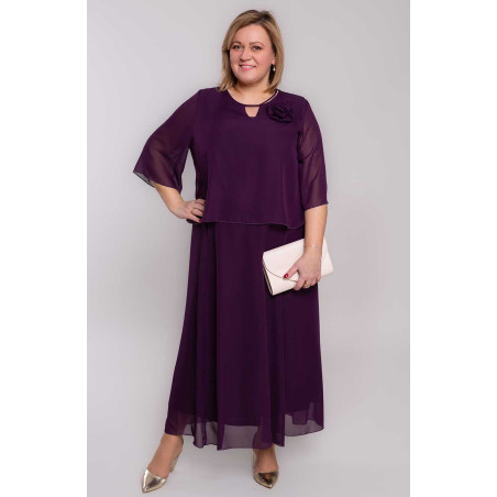 Elegantné fialové šaty s ozdobou
