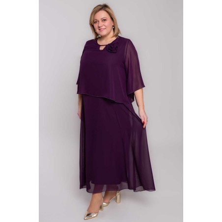 Elegantné fialové šaty s ozdobou