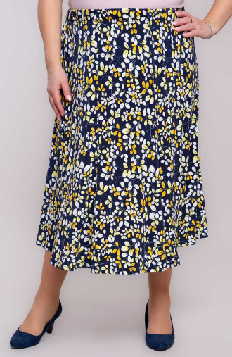 Námornícka modrá sukňa so žltými listami