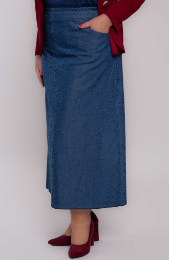 Modrá džínsová sukňa so vzorom