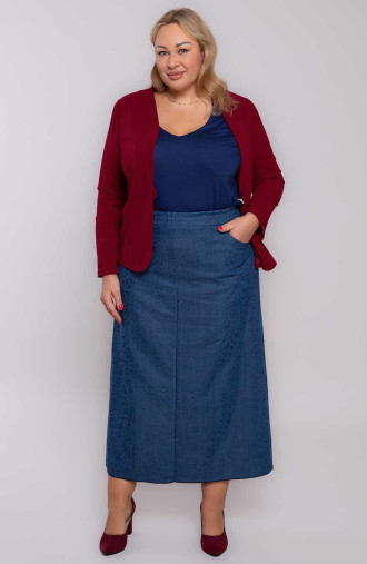 Modrá džínsová sukňa so vzorom