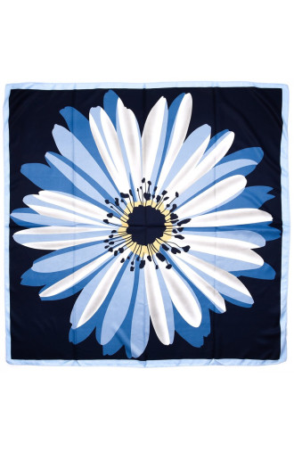 Námornícka modrá šatka s modrým kvetom