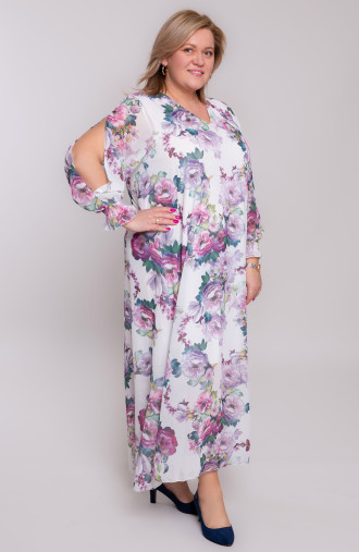 Šifónové šaty s fialovými kvetmi