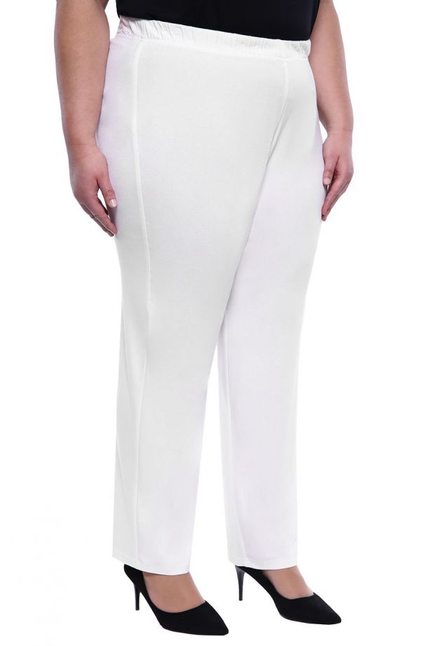 Klasické tenké biele plus size nohavice 