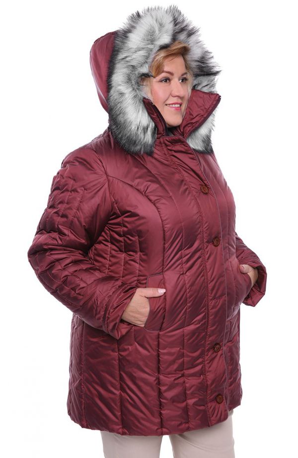 Teplá zimná bunda vo farbe slivky